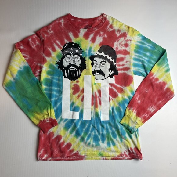 Cheech And Chong Men’s Officially Licensed Lit Tie Dye Long Sleeve T-Shirt SMALL - Picture 1 of 15